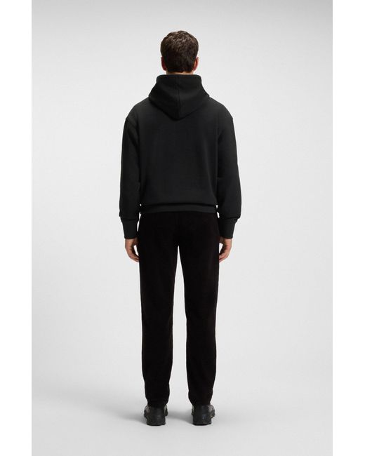 Boss Fleece Hoodie Van Katoenen Badstof Met Contrastlogo in het Black voor heren