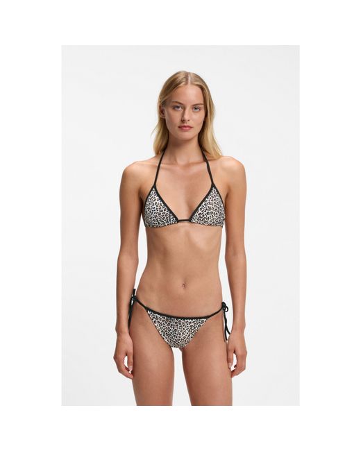 HUGO Black Bikini Bottoms With Printed Stacked Logos