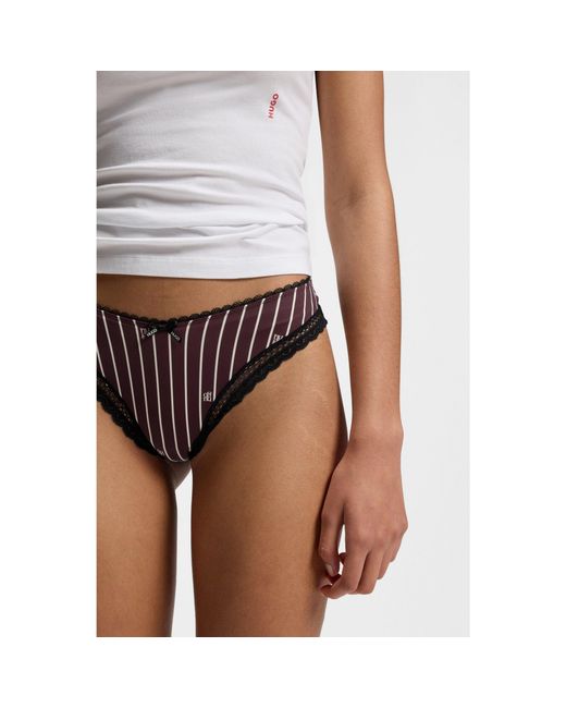 HUGO Purple Lace-Trim Thong