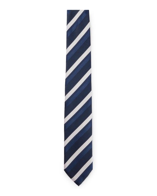 Boss Blue Silk-blend Tie With All-over Jacquard Pattern for men