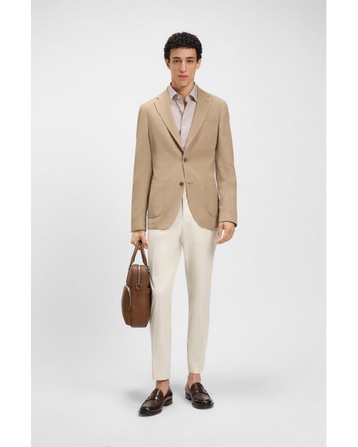 Boss Slim-Fit Hemd Aus Bedrucktem Baumwoll-Twill in Pink für Herren