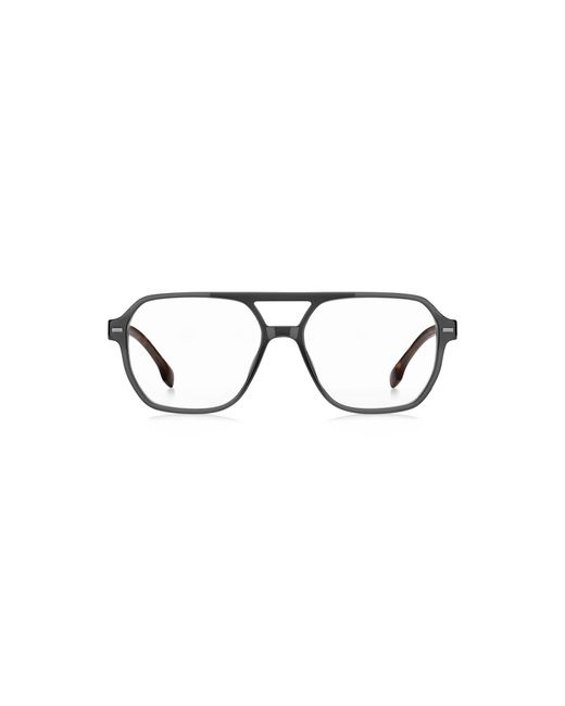 Boss Gray Acetate Optical Frames With Havana End-Tips for men
