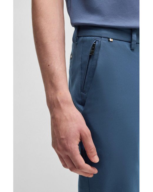 Boss Slim-Fit Broek Van Een Katoenmix Met Stretch in het Blue voor heren