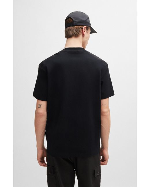 HUGO T-shirt Van Interlocked Katoen Met Decoraties Met Dierenprint in het Black voor heren
