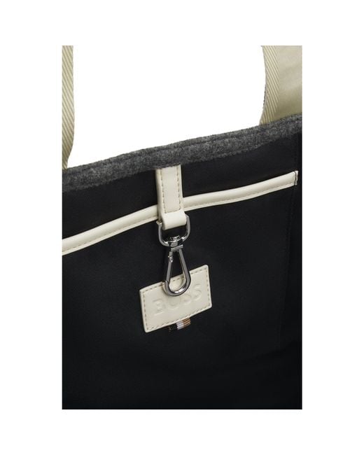 Boss Gray Fabric Tote Bag With Contrast Logo