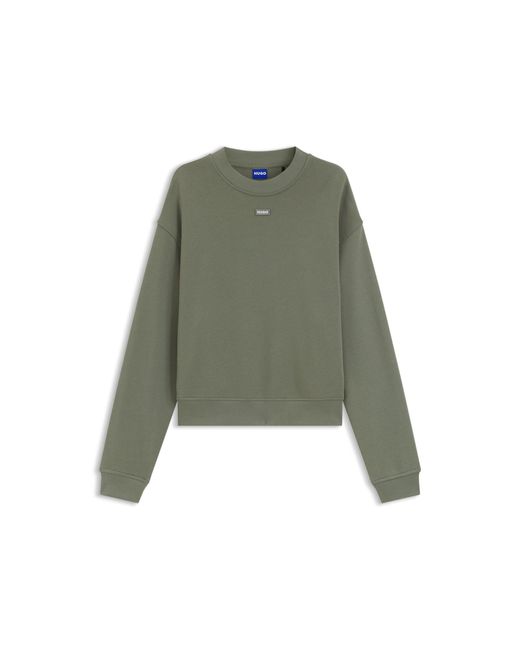 HUGO Green Cotton-Terry Sweatshirt With Logo Badge