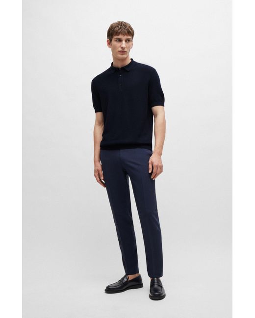 Boss Black Regular-fit Polo Sweater With Mixed Structures for men
