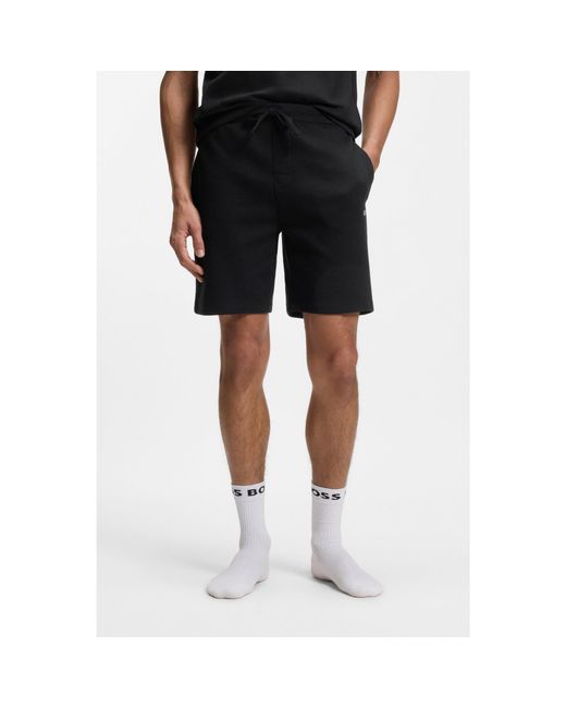 Boss Black Cotton-Blend Pyjama Shorts With Embroidered Logo for men