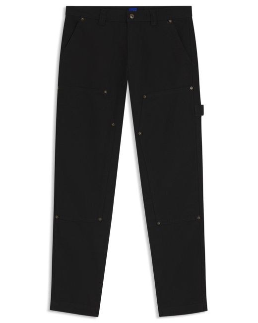 Pantalon Tapered En Toile De Coton HUGO pour homme en coloris Black