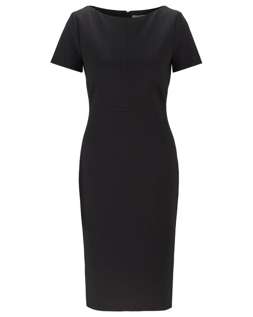 BOSS Stretch-jersey Dress With Full-length Rear Zip in Black | Lyst UK BOSS Stretch-jersey Dress With Full-length Rear Zip in Black | Lyst UK