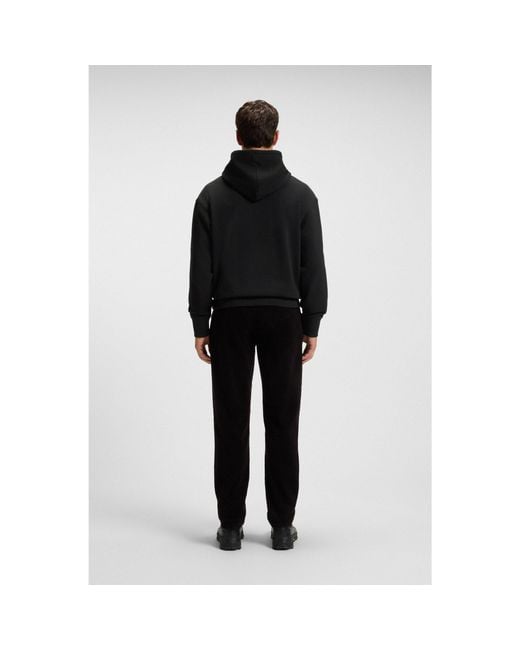 Boss Black Cotton-Terry Hoodie With Logo Print for men