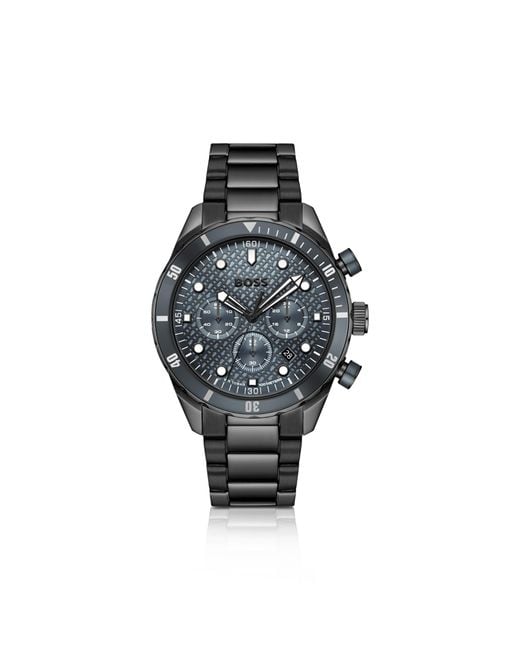Boss Black Chronomatix-Plated Watch With Monogram-Textured Dial for men