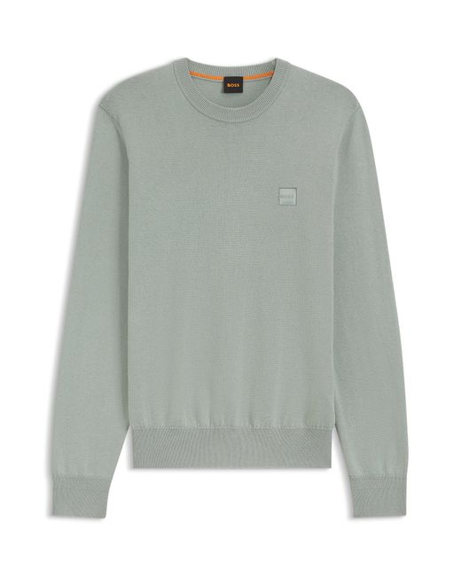Boss Pullover Aus Baumwolle Und Kaschmir Mit Logo-Label in Gray für Herren