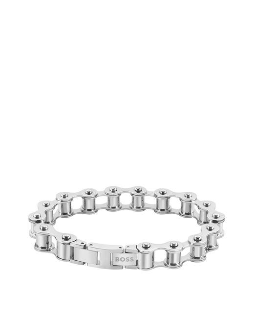Boss White Bike-chain-inspired Cuff With Branded Closure for men