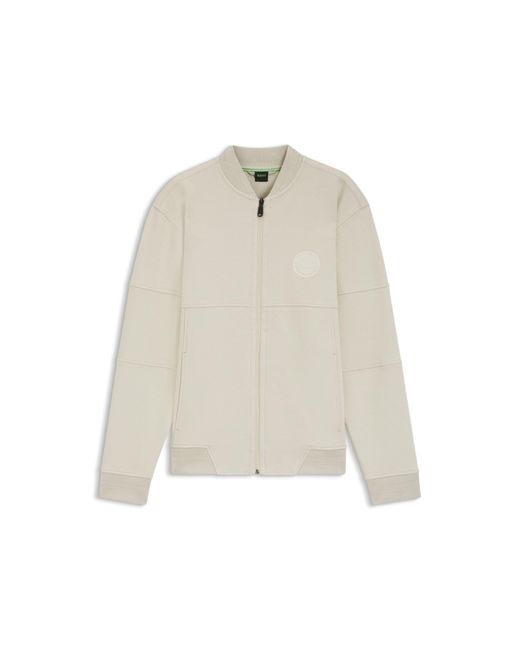 Boss Natural Cotton-Blend Sweatshirt With Tennis-Themed Logo for men