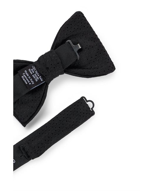 HUGO Black Dot-patterned Bow Tie In Silk Jacquard for men