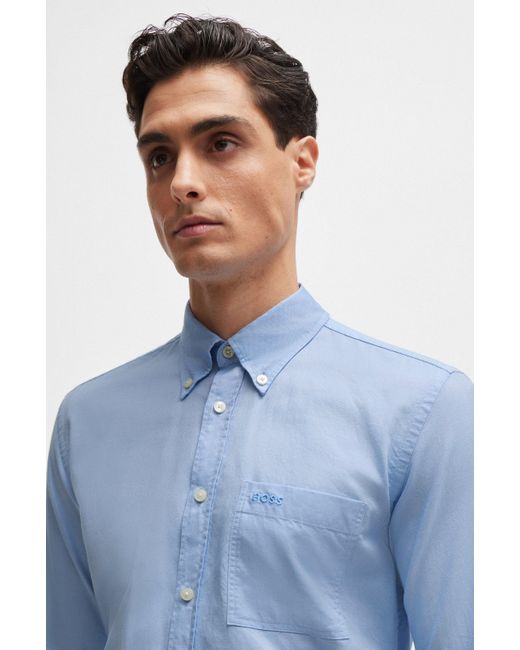 Boss Slim-Fit Hemd aus Oxford-Baumwolle mit Button-Down-Kragen in Blue für Herren