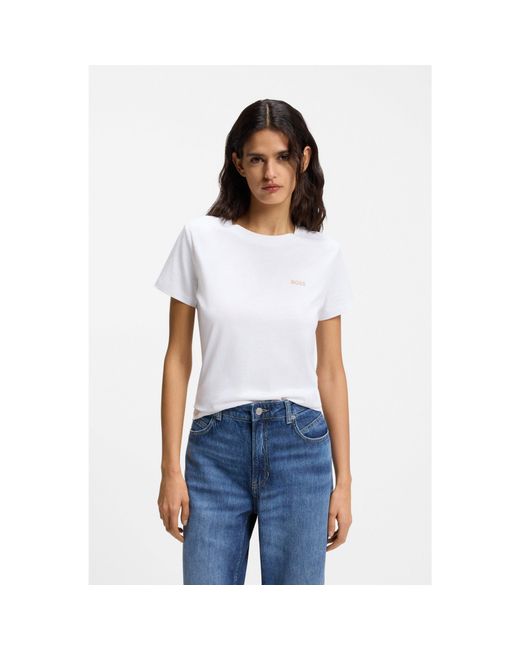 Boss White Cotton-Jersey T-Shirt With Logo Detail