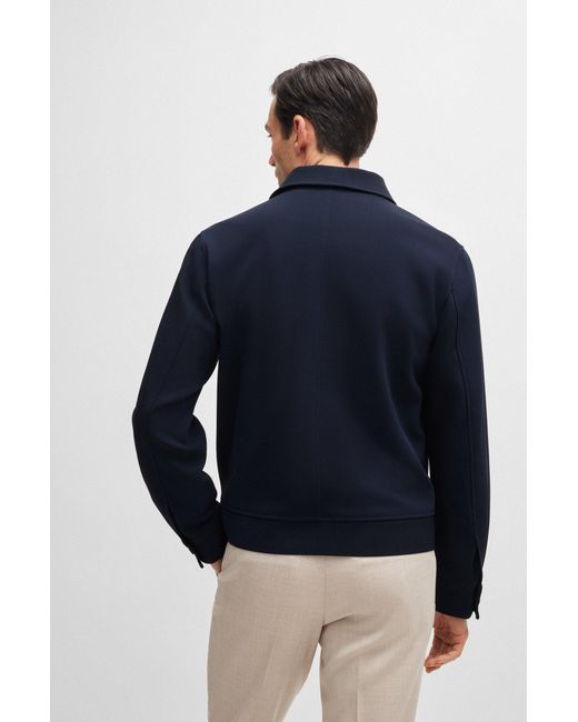 Boss Blue Slim-fit Zip-up Jacket In Stretch Virgin Wool for men