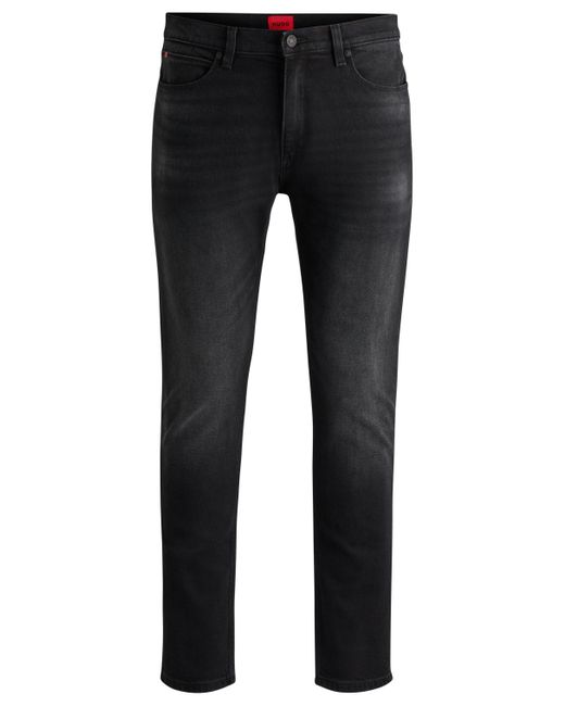 HUGO Extra Slim-Fit Jeans aus schwarzem Stretch-Denim in Black für Herren