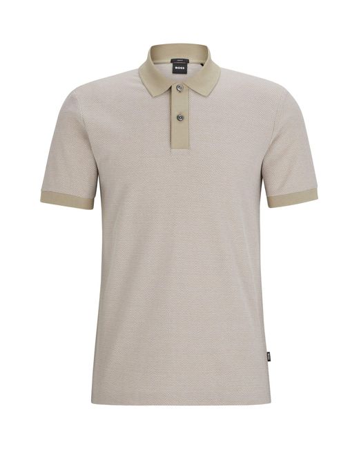 Boss Natural Slim-fit Polo Shirt In Two-tone Mercerised Cotton for men