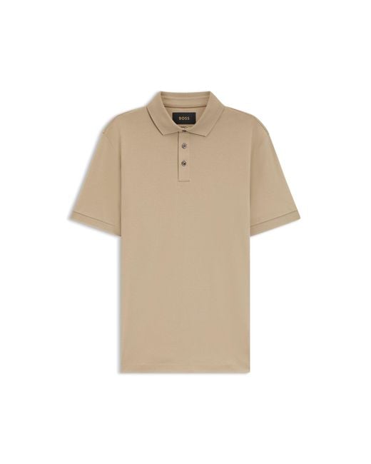 Boss Natural Mercerised Cotton Polo Shirt With Stand-Up Collar for men