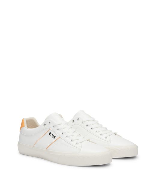 Boss Schnür-Sneakers mit Cupsohle und kontrastfarbenem Logo in White für Herren
