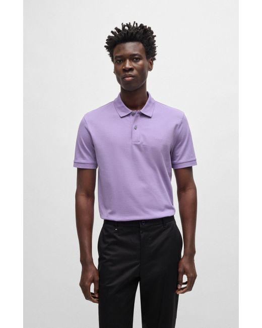 Boss Poloshirt aus Bio-Baumwolle mit Logo-Stickerei in Purple für Herren