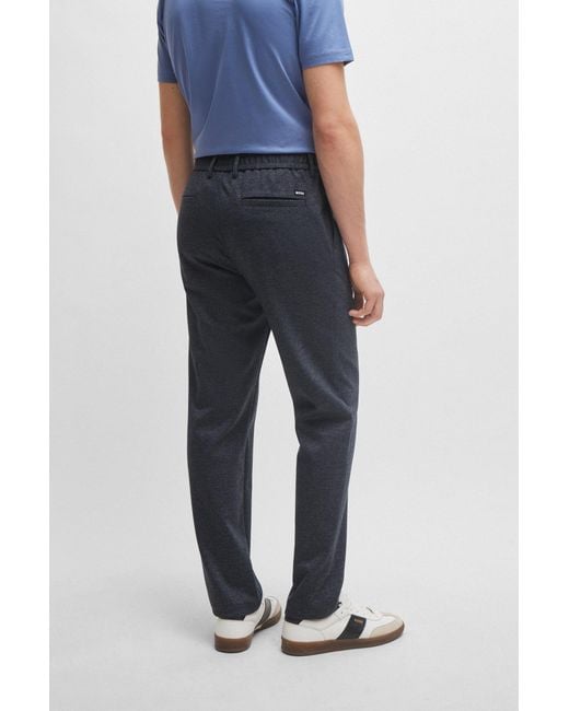 Boss Blue Regular-fit Trousers In Printed Jersey for men