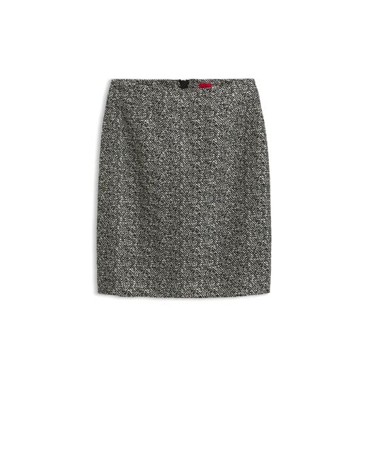 HUGO Gray Slim-Fit Pencil Skirt With Herringbone Pattern
