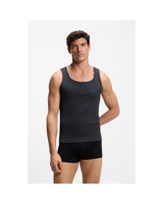 Boss Blue Three-Pack Of Underwear Vests for men