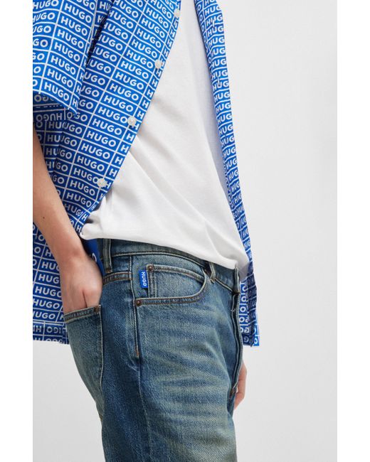 HUGO Tapered-fit Jeans In Blue Tinted Denim for men