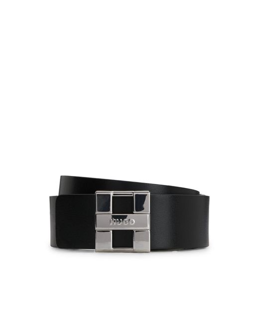 HUGO Italian-Leather Reversible Belt With Logo Buckle in Black | Lyst UK