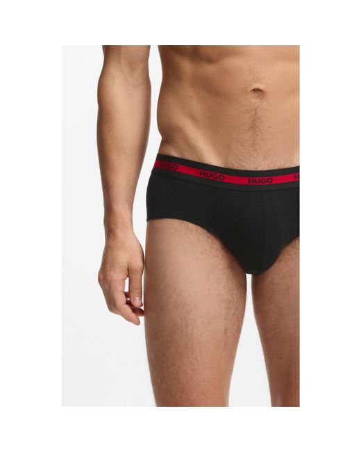 HUGO Black Three-Pack Of Logo-Waistband Briefs for men