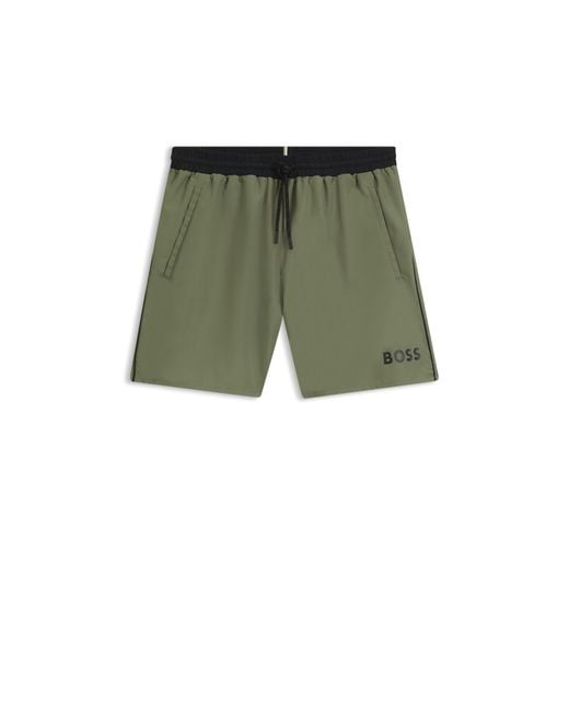 Boss Green Medium-Length Swim Shorts With Contrast Details for men