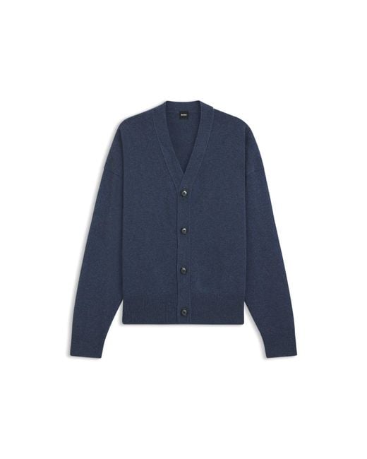 Boss Blue Relaxed-Fit Cardigan for men