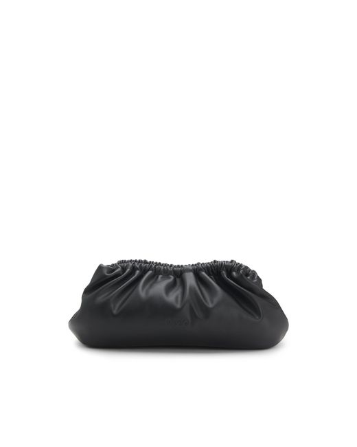 HUGO Black Ruched Clutch Bag With Debossed Logo