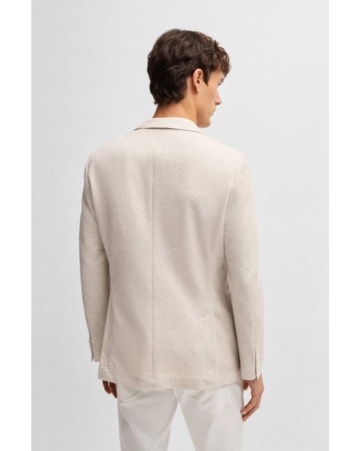 Boss Regular-Fit Sakko Mit Gemustertem Leinen Und Baumwolle in Multicolor für Herren