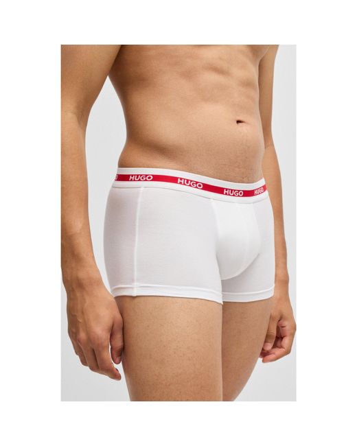 HUGO White Three-Pack Of Logo Trunks for men