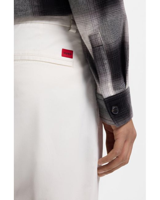 HUGO Slim-Fit Broek Van Katoenen Gabardine Met Stretch in het White voor heren