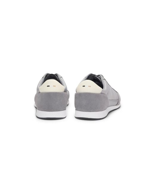 Boss Gray Low-Top Trainers With Suede And Faux Leather for men