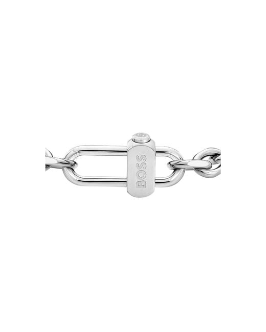 Boss White Braided Bracelet With A Magnetic Logo Clasp for men