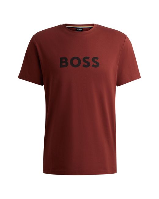 Boss Regular-Fit T-Shirt aus Baumwoll-Jersey mit UV-Schutz von LSF 50+ in Red für Herren