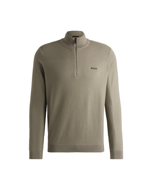 Boss Natural Branded Zip-Neck Sweater for men