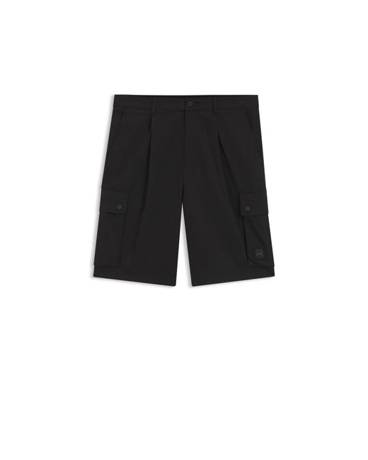HUGO Black X Rb Stretch-Cotton Shorts With Bull Motif for men