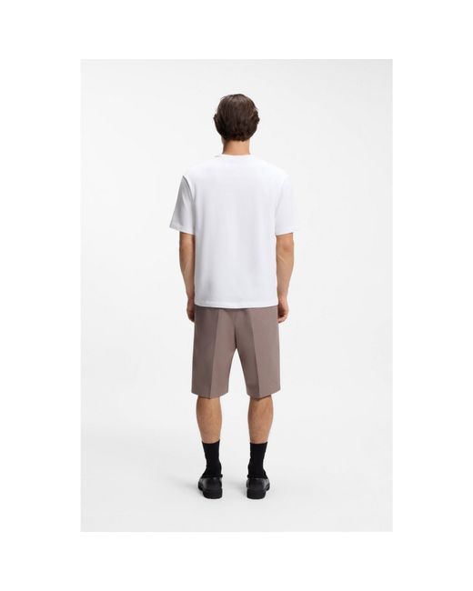 HUGO White Cotton-Jersey T-Shirt With Embroidered Badge for men