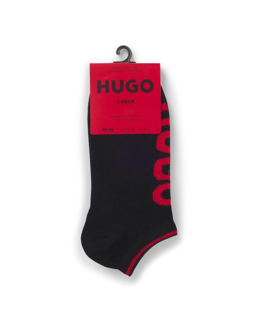 HUGO Black Two-pack Of Ankle Socks With Logos