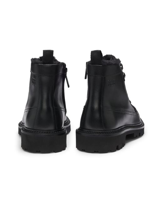 Boss Boots Aus Leder Mit Innenfutter Aus Kunstfell in Black für Herren