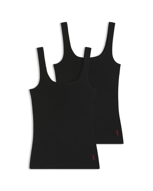 HUGO Black Two-pack Of Stretch-cotton Vests With Vertical Logos