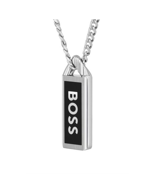 Boss Metallic Necklace With Logo Plate for men